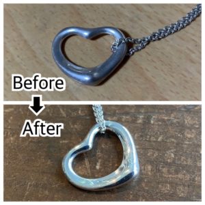 ティファニーのハートネックレスの傷取り修理中