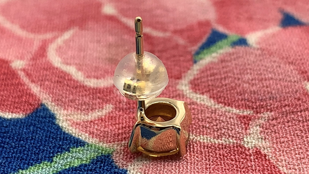 さくらインカットのピアス、シトリン、K18